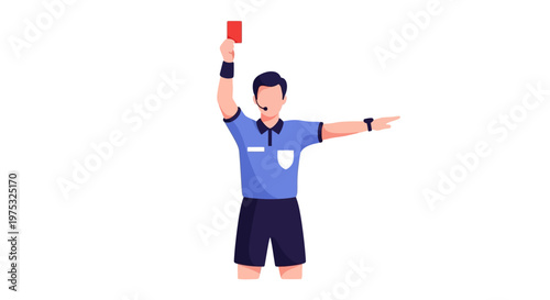 Soccer Referee Showing Red Card Penalty Illustration. EPS Editable. Vector Illustrations.