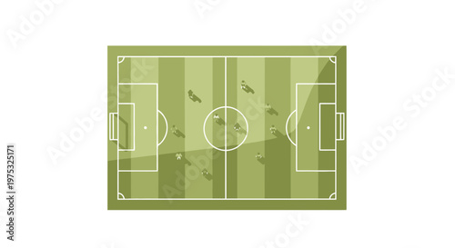 Top view of a soccer field with players in a match. EPS Editable. Vector Illustrations.