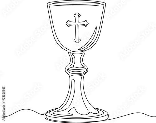 line drawing of a chalice with a cross