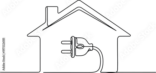 house with electrical plug, energy concept