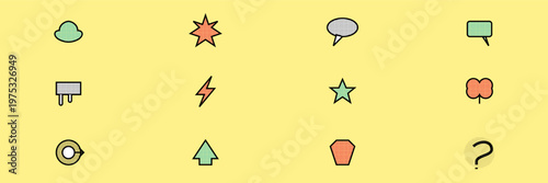 Hand-drawn retro pop art halftone speech bubbles lightning stars and comic book elements set illustration