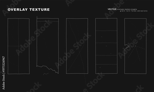 Hand-drawn vintage paper overlay texture with torn edges folds creases grain and distressed paper illustration