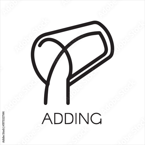 A glass icon in linear style with flowing liquid or ingredient. Incline glass contour logo. Adding concept. Simplicity outline image for сulinary theme. Vector illustration