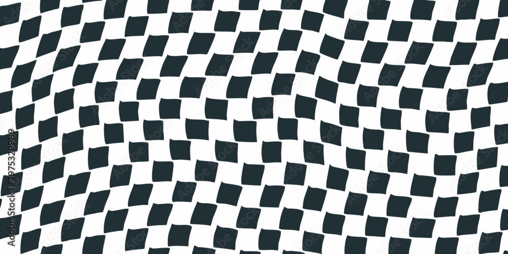 Fototapeta premium Abstract wavy pattern of black and white rectangular blocks