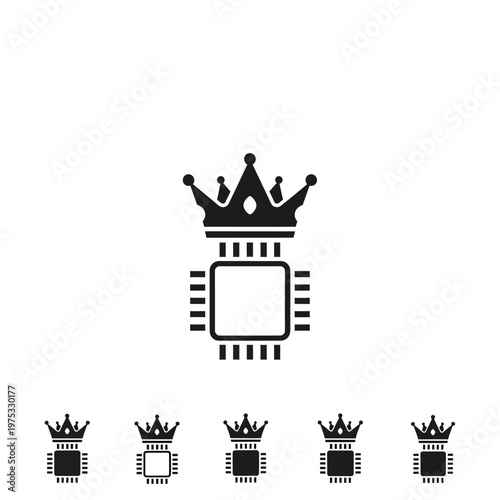 Microchip with Crown Icon: Technology Royalty and Computing Power