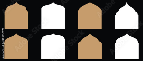 Arabic frames or arabian arches silhouette design. Collection of oriental style islamic vector shape. Collection of oriental style islamic frame. Traditional islamic window shapes in oriental style. 