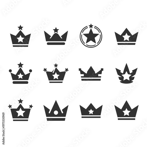 Royal Crown Icons Set Vector Illustration - King Queen Symbol Collection
