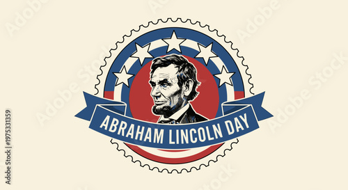 Abraham Lincoln Day Emblem Illustration.