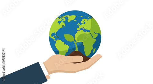 A hand holding a globe representing environmental care and protection.