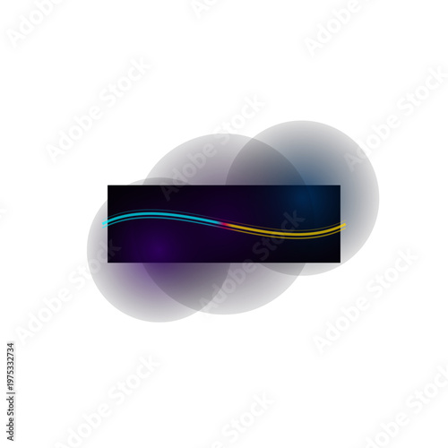 Hand-drawn abstract cyberpunk neon dark rectangle with glowing matrix halftone liquid wave digital graphic illustration