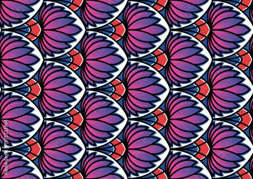 Detailed Floral Mandala Pattern in Vibrant Blue and Pink Decorative Style Boho Style Mandala Ornament with Floral Symmetry for Yoga and Meditation Artwork