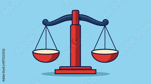 Justice Scales Icon Flat Vector Illustration for Legal Law Firm Branding Financial Balance and Courtroom Advocacy Concepts