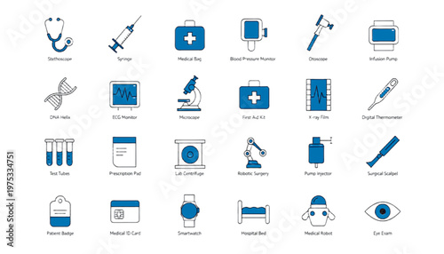 medical healthcare icon pack with doctor tools