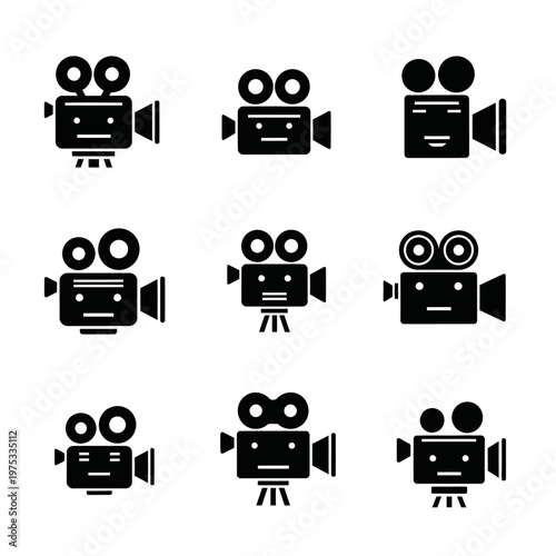 Wallpaper Mural Vintage Film Camera Icons Set - Retro Movie Production Symbols Torontodigital.ca