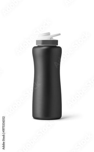Black reusable water bottle with clear flip lid black water bottle