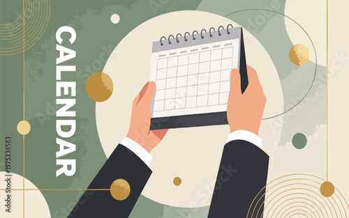 Professional Business Hand Holding Calendar for Planning and Time Management