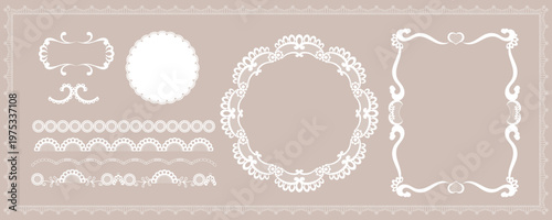 Lace Divider and Border Set with Decorative Crochet Ornament Elements
