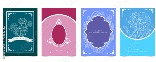 Mother’s Day Vintage Frame Card with Thai Floral and Traditional Design