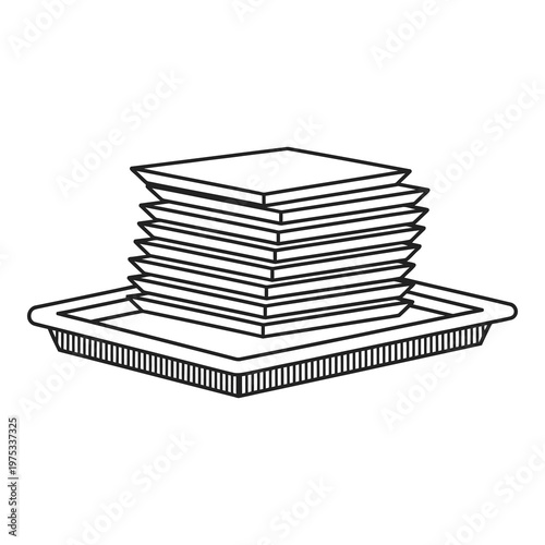 Stack of paper plates on a tray for food service or catering icon