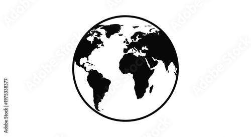 A stark depiction of planet earth showcasing continental landmasses and oceans in a bold contrasting silhouette high quality professional detailed modern