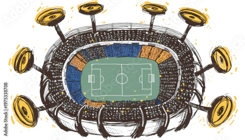 modern football stadium top view