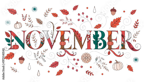 november typography autumn harvest theme