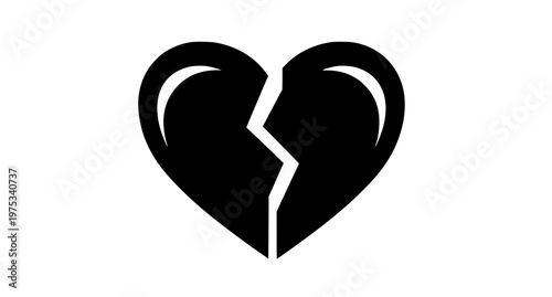 A broken heart icon in a minimalist flat design style