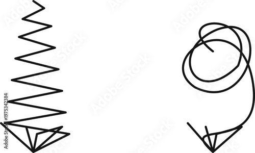 Hand-drawn abstract black ink scribbles featuring a jagged zigzag and circular tangled mess graphic illustration