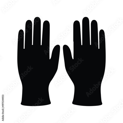 Medical Gloves Pair Silhouette Flat Vector Icon