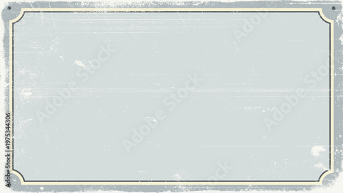 Abstract gray background with rectangular frame retro style old condition with scratches and distress texture