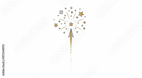 Golden and silver starbursts bursting with celebratory light and sparkling effect representing a festive explosion of joy for special occasions holidays and happy events conveying excitement and