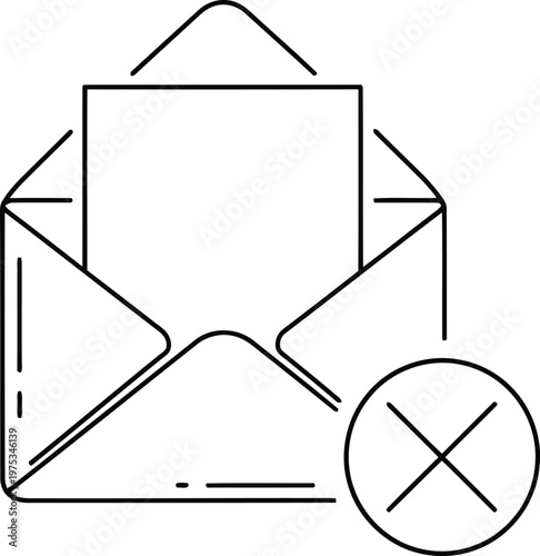 Rejected email symbol, crossed out message in envelope
