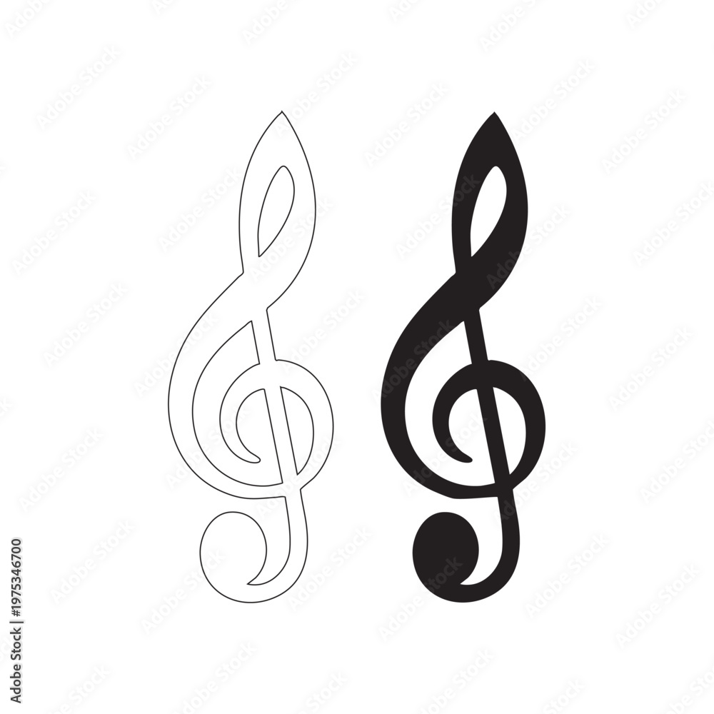 Obraz premium Treble Clef Icon Vector Illustration