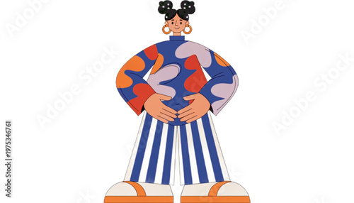 pregnant woman holding her belly with gentle smile