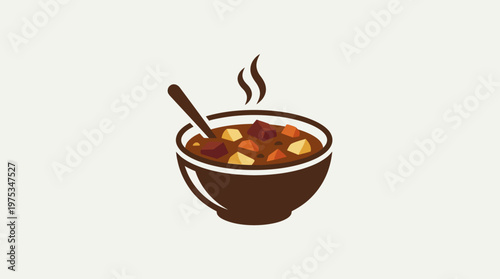 Bowl of Hearty Stew with Spoon Graphic Icon