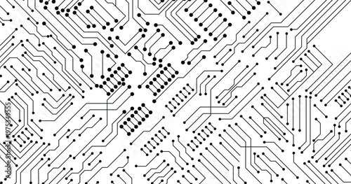 Futuristic PCB Network Illustration. Microprocessor Circuit Board Background
