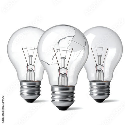 Three lightbulbs with silver bases and clear glass casings
