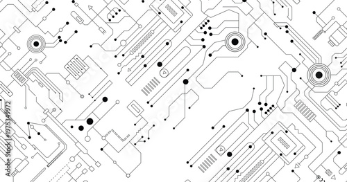 Seamless PCB Pattern with Fine Lines. Tech Circuit Board Lines Wallpaper
