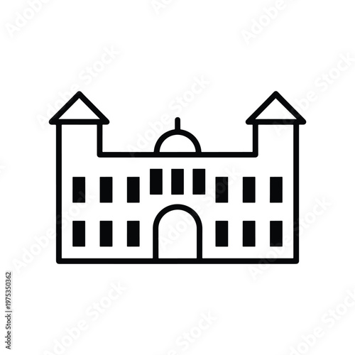 College Building Line Art Minimal Vector Icon