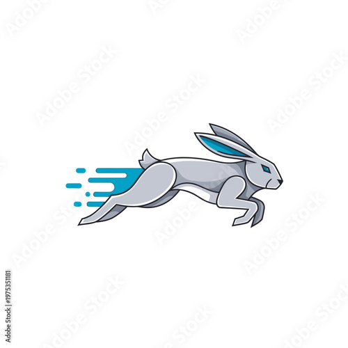 Dynamic Gray Rabbit Sprinting with Motion Blur Effects