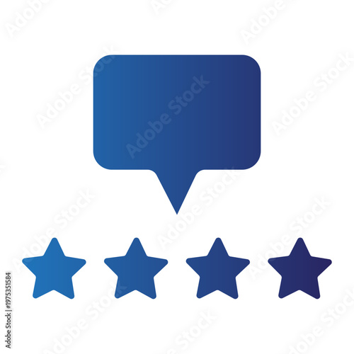 Customer Feedback and Rating System Concept with Speech Bubble and Four Stars for Service Evaluation and User Satisfaction