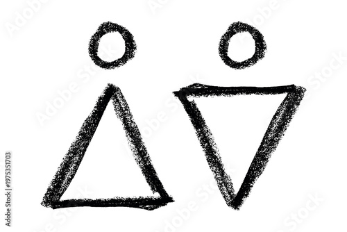 Hand drawn female and male gender identity sign Girls and boys Man and woman pictogram Lady and gentleman for restroom, toilet, washroom, lavatory, closet, WC, bathroom, door sticker