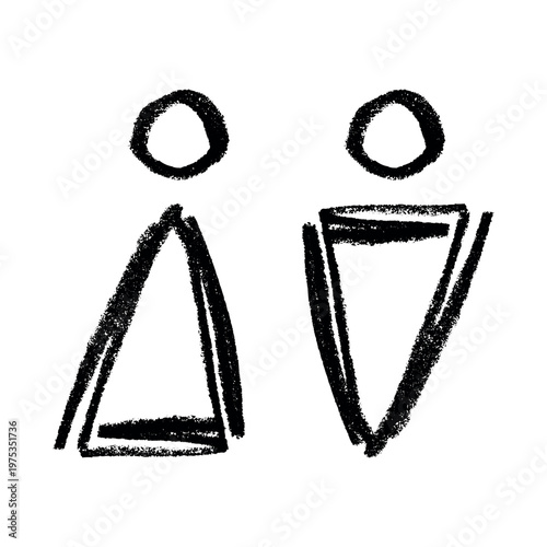 Hand drawn female and male gender identity sign Girls and boys Man and woman pictogram Lady and gentleman for restroom, toilet, washroom, lavatory, closet, WC, bathroom, door sticker