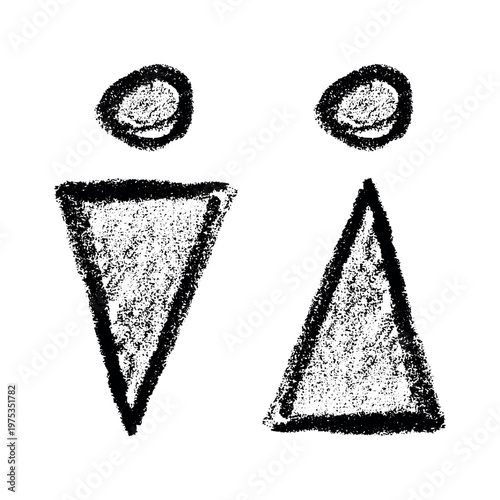 Hand drawn female and male gender identity sign Girls and boys Man and woman pictogram Lady and gentleman for restroom, toilet, washroom, lavatory, closet, WC, bathroom, door sticker