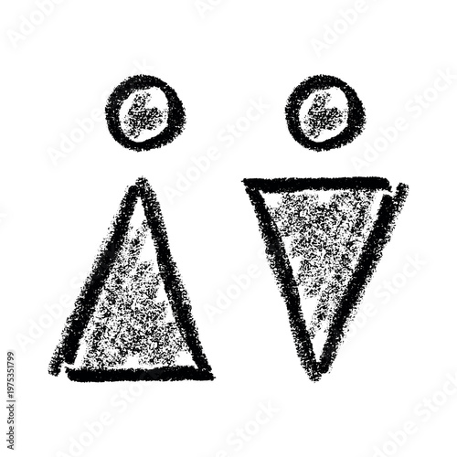 Hand drawn female and male gender identity sign Girls and boys Man and woman pictogram Lady and gentleman for restroom, toilet, washroom, lavatory, closet, WC, bathroom, door sticker