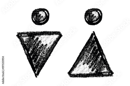 Hand drawn female and male gender identity sign Girls and boys Man and woman pictogram Lady and gentleman for restroom, toilet, washroom, lavatory, closet, WC, bathroom, door sticker