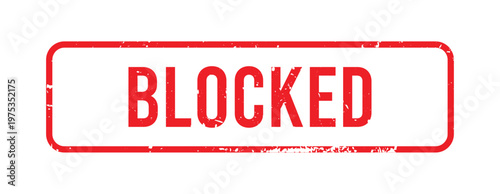 Red Blocked Stamp with Distressed Texture and Rounded Border for Warning Label in Vintage Grunge Style