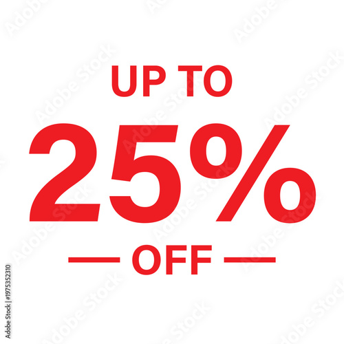 Red and White Sale Banner with Bold 25 Percent Discount Text for Retail Promotion in Clean Minimal Design