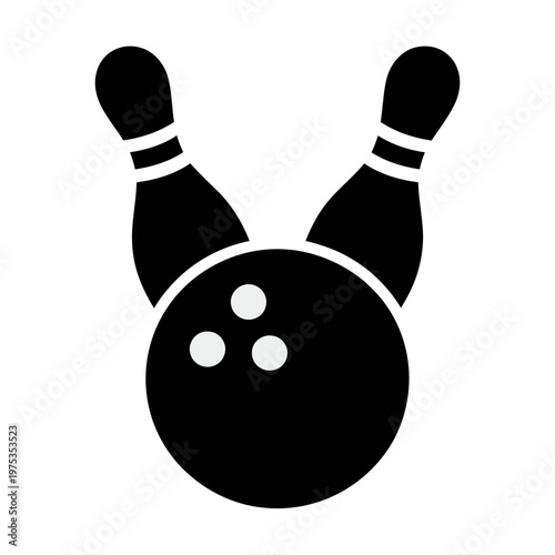 Vector of a bowling ball knocking down pins on a square background