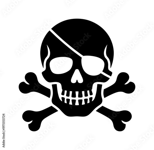 Vector of a pirate skull with an eyepatch and crossed bones